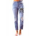 Sky Blue Easter Rabbit Leopard Print Distressed Ankle Jeans