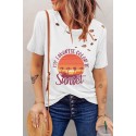 White Distressed MY FAVORITE COLOR IS Sunset Pattern T Shirt